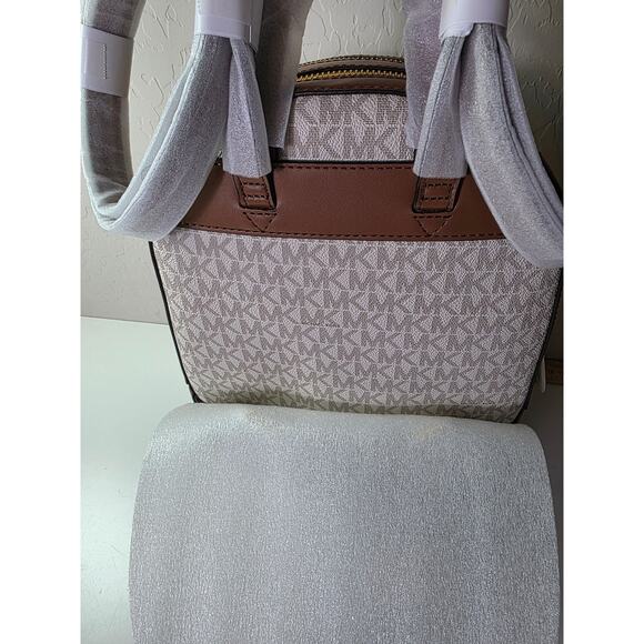 MICHAEL KORS Medium NEW Jaycee Logo Print Bookbag  Backpack Vanilla Brown NWT - Picture 4 of 16